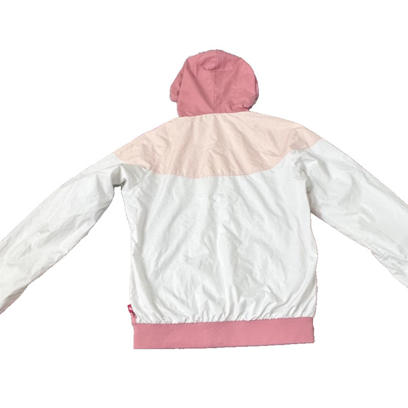 RARE Nike Women’s Colorblock Windbreaker Jacket Pink & White Sz Small Athleisure - Picture 6 of 13